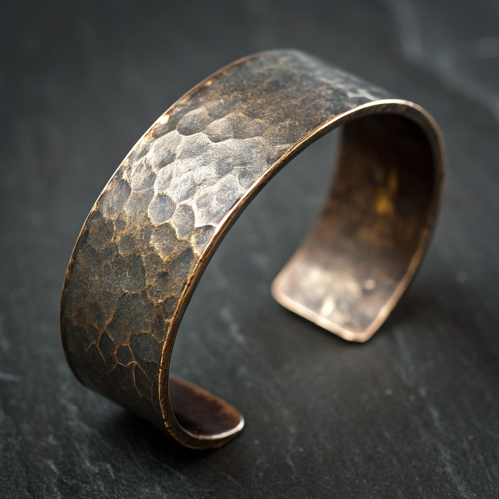 Brazalete Forja abierto de latón forjado a mano