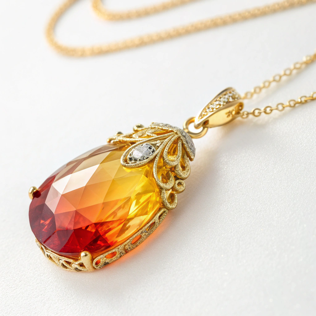 Colgante Bruma en oro amarillo de 18k con cuarzo rutilado