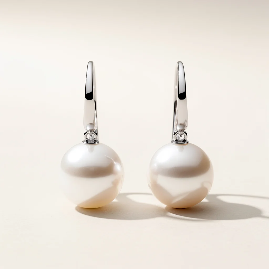 Pendientes colgantes de plata con perlas naturales sobre lino rústico